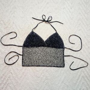 Vintage 90s Y2K Backless Beaded Fairy Halter